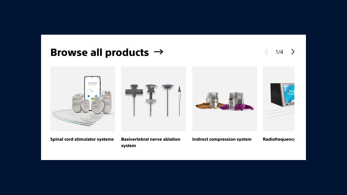 Product category carousel example.