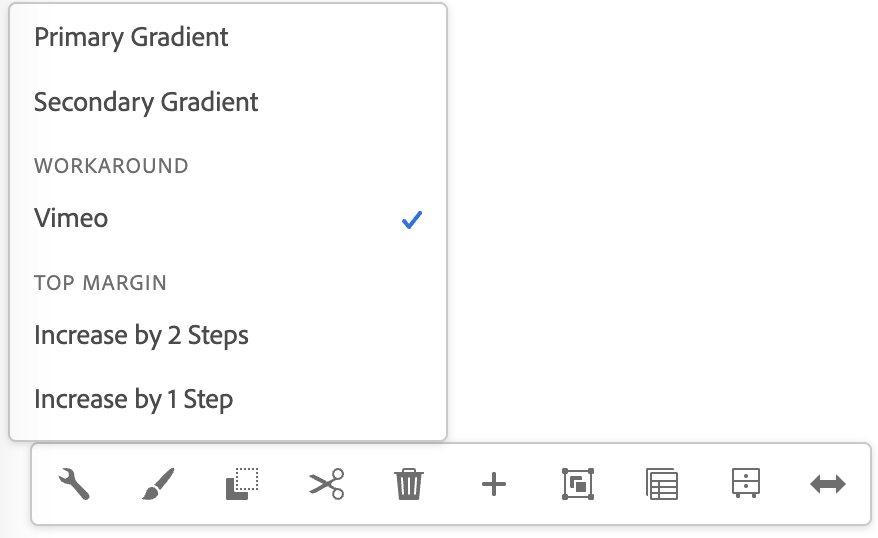 Demonstration of selecting Vimeo from the workaround section of a drop-down menu 