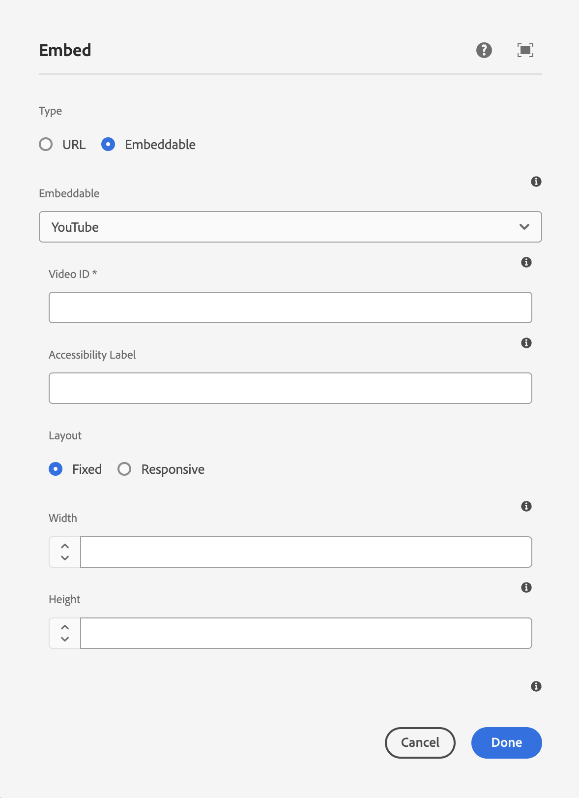 Image of the embed dialogue box