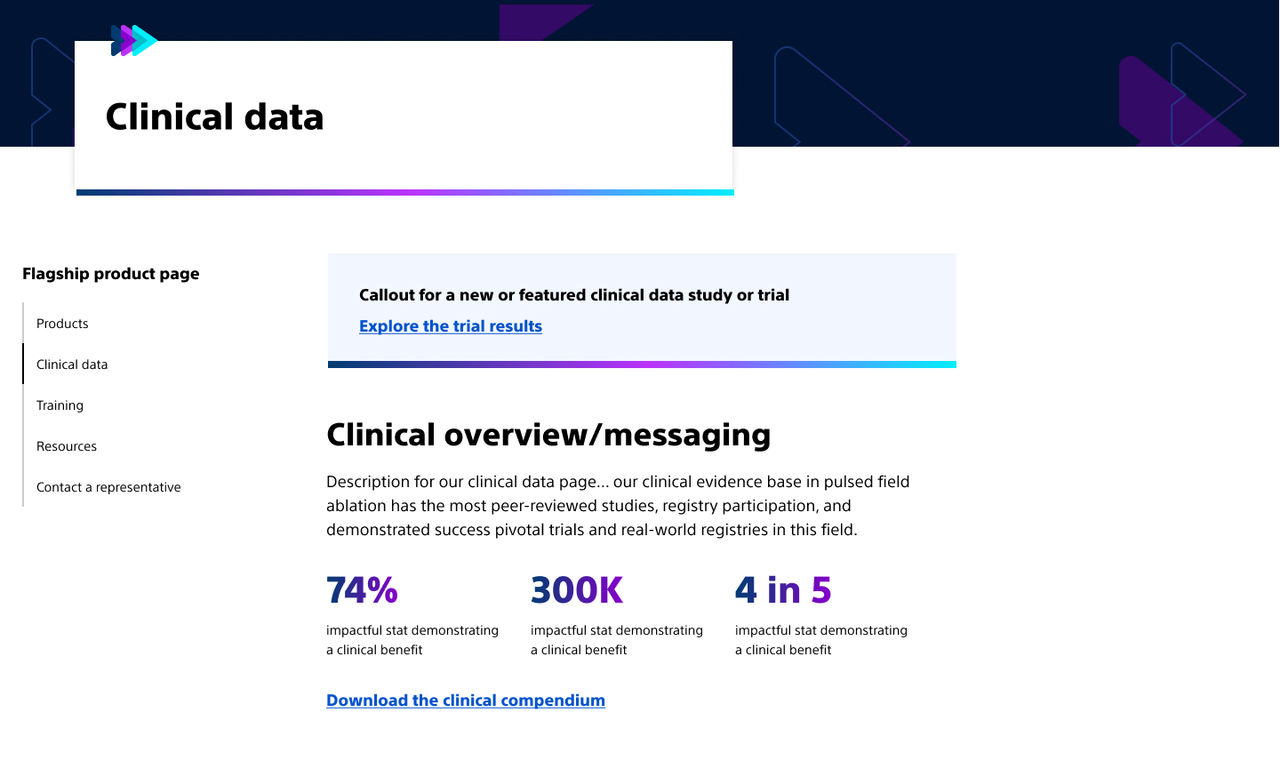 Clinical data page.