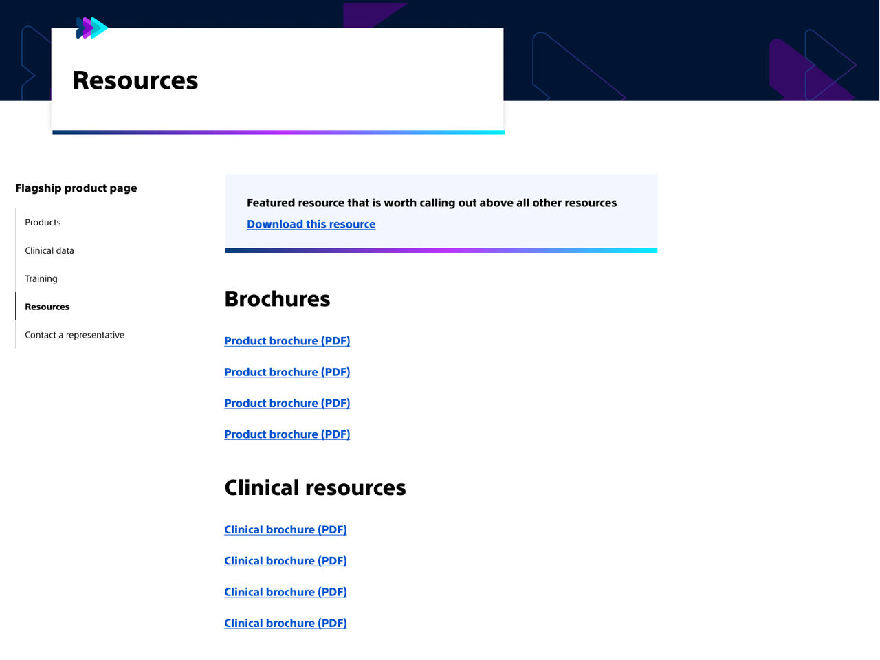 Resources page.