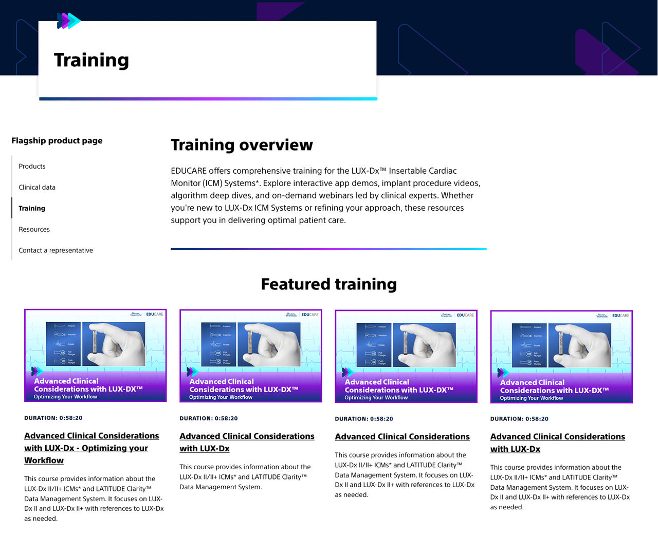 Training page.